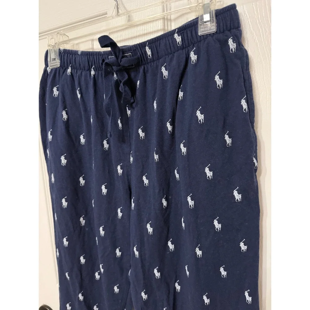Polo Ralph Lauren Mens Navy Blue‎ Pony Logo Sleepwear Jogger Pants Size Medium